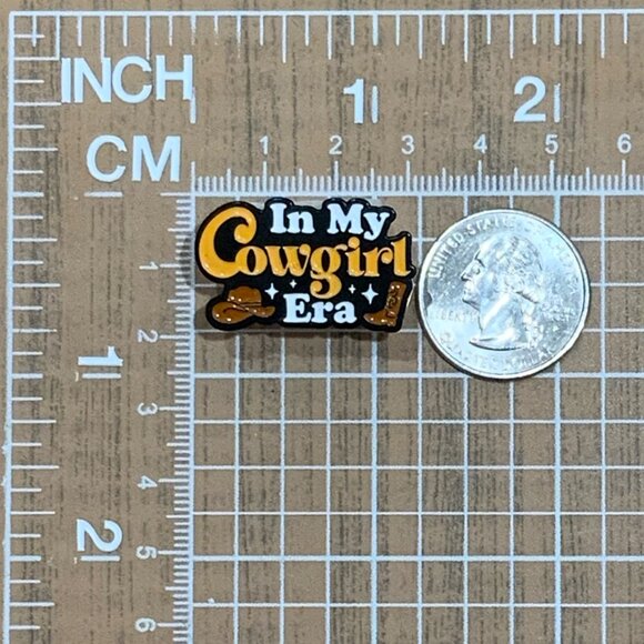 In My Cowgirl Era Hat Boots Funny Enamel Pin Brown White Black - Picture 2 of 5